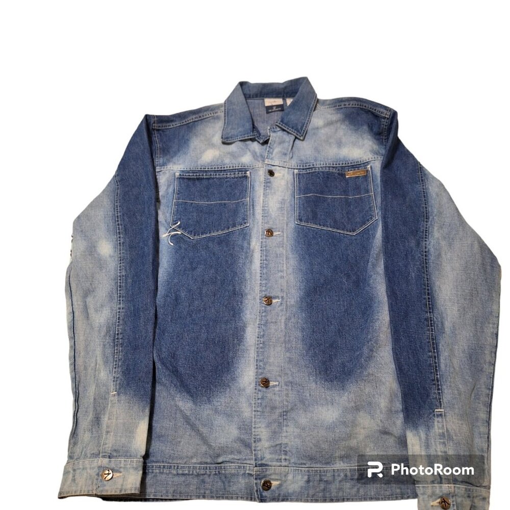 Vintage Life By The Originator Mens Acid Washed Jean Jacket Size XL  Hip Hop